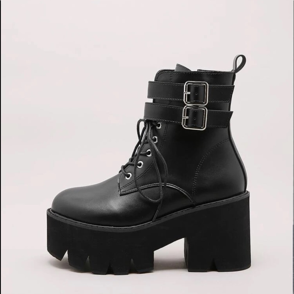 Size 7.5, Chunky heel, platform, combat boots